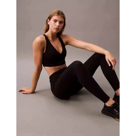 Calvin Klein Sport Performance High-Waist Leggings Black w/Pockets & Logo NEW!! - Picture 1 of 12